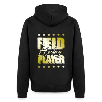 Field hockey players - Unisex Premium Organic Zip Hoodie - black - Back - Nico (187cm)