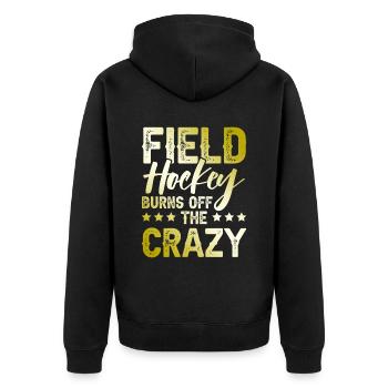 Feldhockey sport - Unisex Premium Bio Zip Hoodie - Schwarz - Hinten - Nico (187cm)