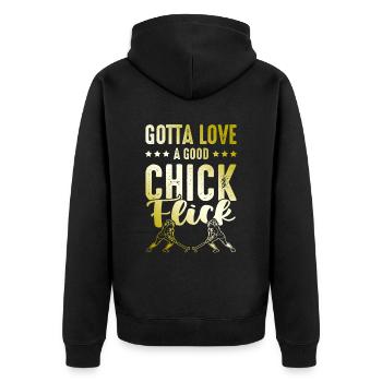 Fille de hockey sur gazon - Veste à capuche bio Premium Unisexe - noir - Dos - Nico (187cm)