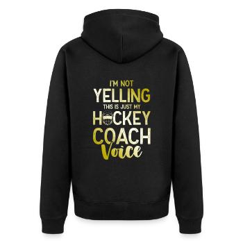 feldhockey coach - Unisex Premium Bio Zip Hoodie - Schwarz - Hinten - Nico (187cm)