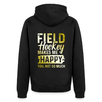 feldhockey sport - Unisex Premium Bio Zip Hoodie - Schwarz - Hinten - Nico (187cm)