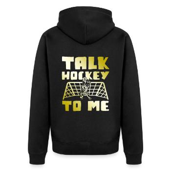 feldhockey sport - Unisex Premium Bio Zip Hoodie - Schwarz - Hinten - Nico (187cm)