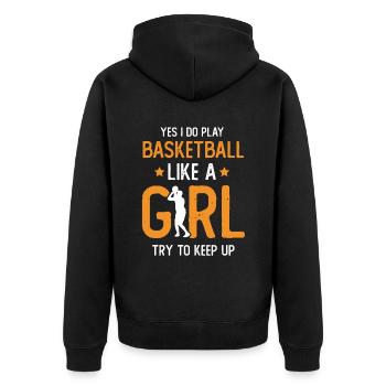 Basketball féminin - Veste à capuche bio Premium Unisexe - noir - Dos - Nico (187cm)