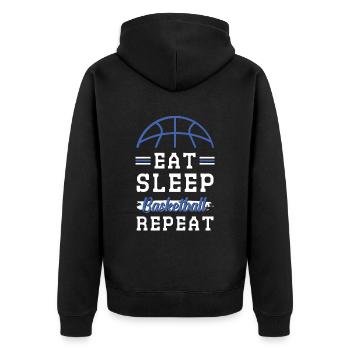 Eat Sleep Basketball Repeat - Unisex Premium Organic Zip Hoodie - black - Back - Nico (187cm)
