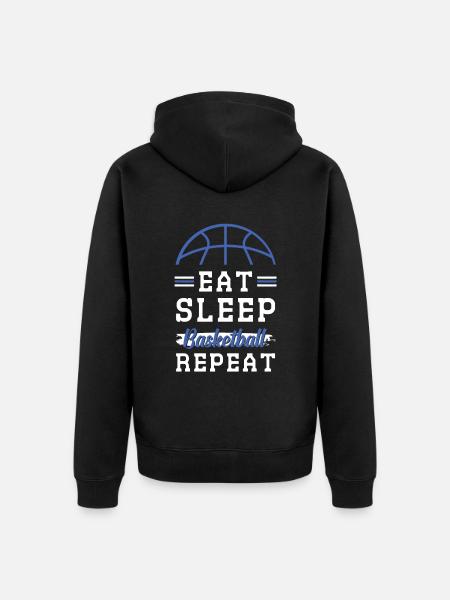 Eat Sleep Basketball Repeat - Unisex Premium Organic Zip Hoodie - black