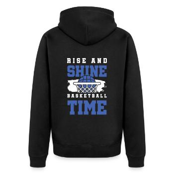 Shine Basketball - Unisex Premium Organic Zip Hoodie - black - Back - Nico (187cm)