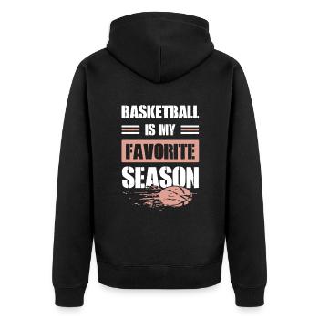 basketball favorite season - Unisex Premium Bio Zip Hoodie - Schwarz - Hinten - Nico (187cm)