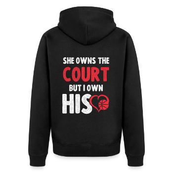 basketball paar liebe - Unisex Premium Bio Zip Hoodie - Schwarz - Hinten - Nico (187cm)