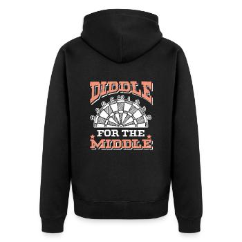 Dart funny saying - Unisex Premium Organic Zip Hoodie - black - Back - Nico (187cm)