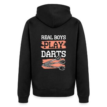 Darts Guys - Unisex Premium Organic Zip Hoodie - black - Back - Nico (187cm)