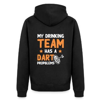 dart team - Unisex Premium Bio Zip Hoodie - Schwarz - Hinten - Nico (187cm)