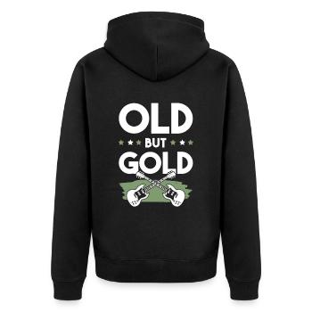 rock musik lustiger spruch - Unisex Premium Bio Zip Hoodie - Schwarz - Hinten - Nico (187cm)