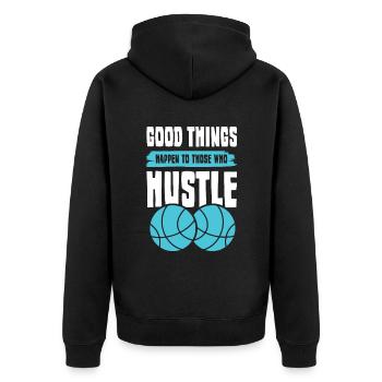 Hustle Basketball - Veste à capuche bio Premium Unisexe - noir - Dos - Nico (187cm)