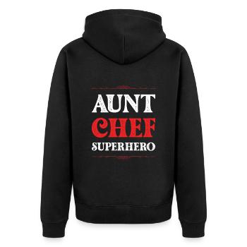 Tante patron super-héroïne - Veste à capuche bio Premium Unisexe - noir - Dos - Nico (187cm)