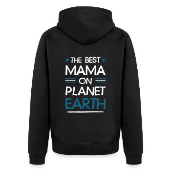 Beste Mama Spruch Mutter Mom - Unisex Premium Bio Zip Hoodie - Schwarz - Hinten - Nico (187cm)