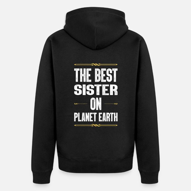 Beste Schwester Spruch - Unisex Premium Bio Zip Hoodie - Schwarz