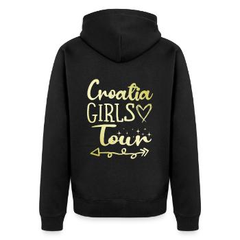 Tournée des filles en Croatie - Veste à capuche bio Premium Unisexe - noir - Dos - Nico (187cm)