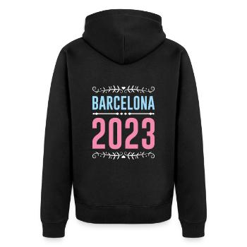 Barcelona 2023 - Unisex Premium Bio Zip Hoodie - Schwarz - Hinten - Nico (187cm)