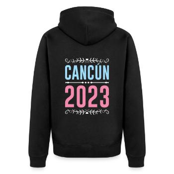 Cancun 2023 - Unisex Premium Bio Zip Hoodie - Schwarz - Hinten - Nico (187cm)