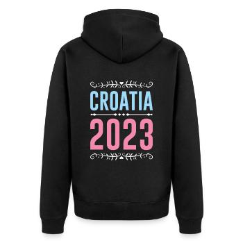 Croatia 2023 - Unisex Premium Organic Zip Hoodie - black - Back - Nico (187cm)