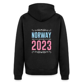 Norway 2023 - Unisex Premium Bio Zip Hoodie - Schwarz - Hinten - Nico (187cm)