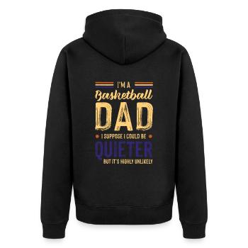 Basketball Daddy - Unisex Premium Organic Zip Hoodie - black - Back - Nico (187cm)