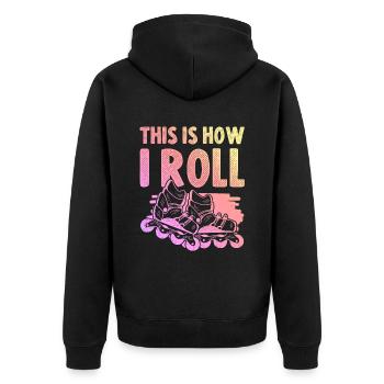 skater inline - Unisex Premium Bio Zip Hoodie - Schwarz - Hinten - Nico (187cm)