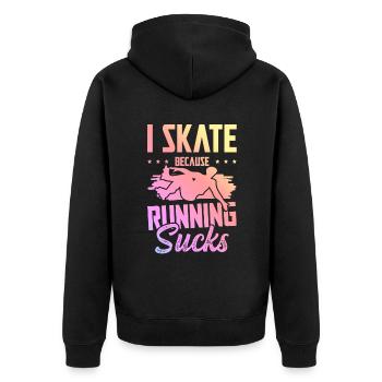 skate skaten - Unisex Premium Bio Zip Hoodie - Schwarz - Hinten - Nico (187cm)