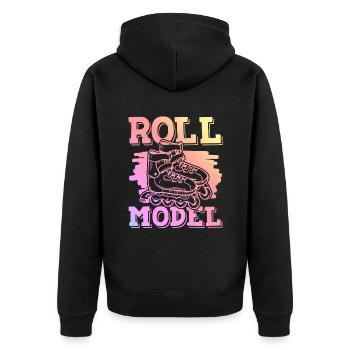 roll skaten - Unisex Premium Bio Zip Hoodie - Schwarz - Hinten - Nico (187cm)