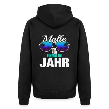 Malle Mallorca Party Urlaub Bier Feiern Geschenk - Unisex Premium Bio Zip Hoodie - Schwarz - Hinten - Nico (187cm)