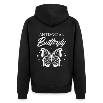 Antisocial Butterfly - Unisex Premium Organic Zip Hoodie - black - Back - Nico (187cm)
