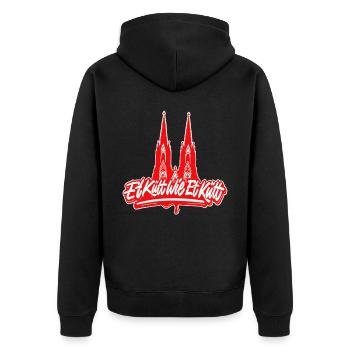 Et Kütt Wie Et Kütt Kölsches Grundgesetz Köln - Unisex Premium Bio Zip Hoodie - Schwarz - Hinten - Nico (187cm)
