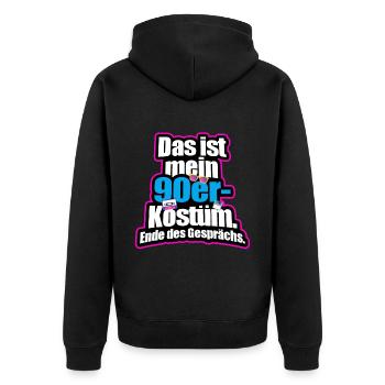 Das Ist Mein 90er Kostüm Retro Outfit Motto Party - Unisex Premium Bio Zip Hoodie - Schwarz - Hinten - Nico (187cm)