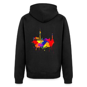 Berlin Skyline Couleurs Colorées Peinture Art Berliner - Veste à capuche bio Premium Unisexe - noir - Dos - Nico (187cm)