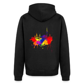 Hamburg Skyline Colorful Colors Painting Art Pearl - Unisex Premium Organic Zip Hoodie - black - Back - Nico (187cm)