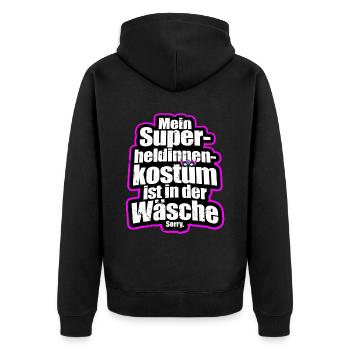 Superheldin Kostüm Ist In Der Wäsche Köln Karneval - Unisex Premium Bio Zip Hoodie - Schwarz - Hinten - Nico (187cm)