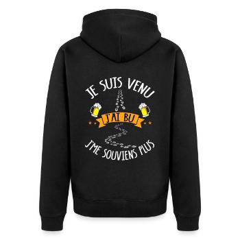 Geschenke für Bierliebhaber Humor biere apero - Unisex Premium Bio Zip Hoodie - Schwarz - Hinten - Nico (187cm)