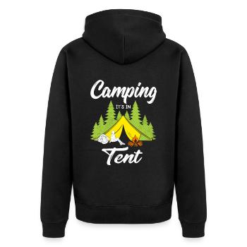 Camping It s in Tent - Unisex Premium Organic Zip Hoodie - black - Back - Nico (187cm)