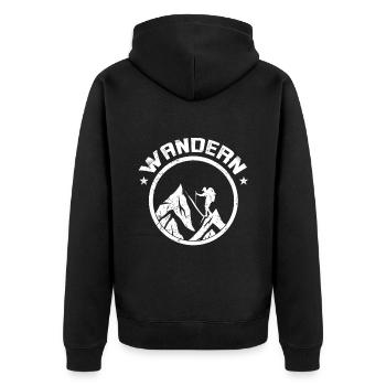 WANDERN 2 - Unisex Premium Bio Zip Hoodie - Schwarz - Hinten - Nico (187cm)