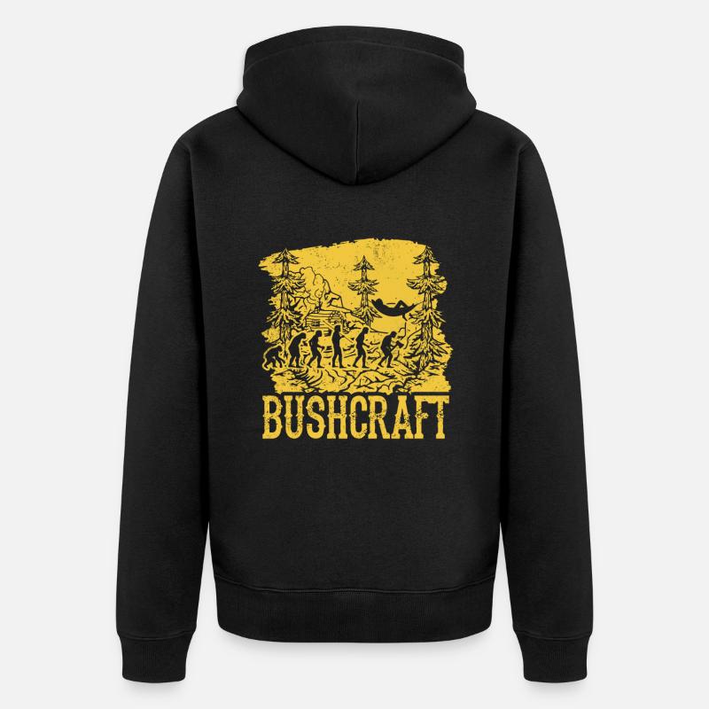 Bushcraft Survival Hammocking Evolution - Unisex Premium Bio Zip Hoodie - Schwarz