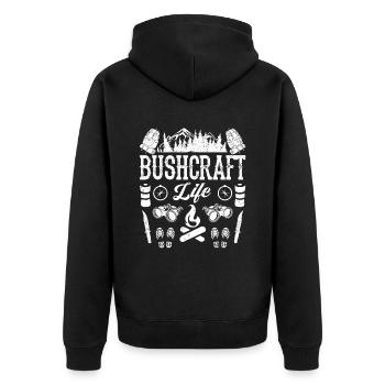 Bushcraft - Bushcraft Life - Unisex Premium Bio Zip Hoodie - Schwarz - Hinten - Nico (187cm)