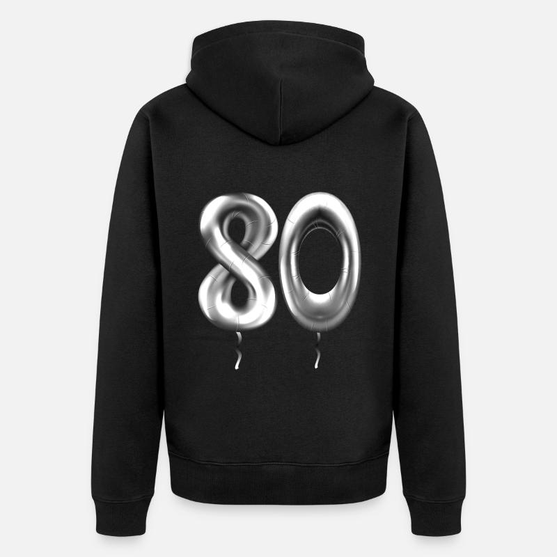 80e anniversaire ballons d’anniversaire 80 ans - Veste à capuche bio Premium Unisexe - noir