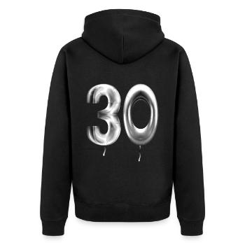 30e anniversaire ballons d’anniversaire 30 ans - Veste à capuche bio Premium Unisexe - noir - Dos - Nico (187cm)