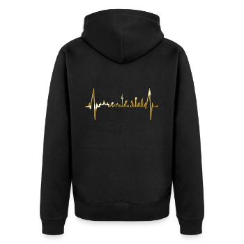 Madrid Skyline Heartbeat Espagne Silhouette Pulse - Veste à capuche bio Premium Unisexe - noir - Dos - Nico (187cm)
