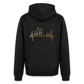 Seattle Skyline Heartbeat USA Fan Heart Pulse Love - Unisex Premium Organic Zip Hoodie - black - Back - Nico (187cm)