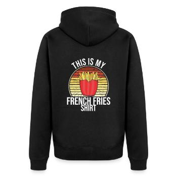 Lustige Pommes Lustig French Fries - Unisex Premium Bio Zip Hoodie - Schwarz - Hinten - Nico (187cm)