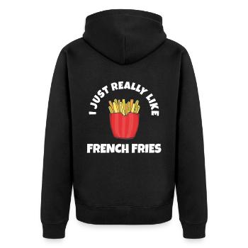 Funny Fries Funny French Fries - Unisex Premium Organic Zip Hoodie - black - Back - Nico (187cm)
