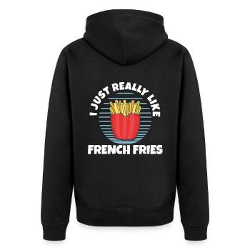 Funny Fries Funny French Fries - Unisex Premium Organic Zip Hoodie - black - Back - Nico (187cm)