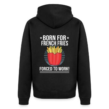 Funny Fries Funny French Fries - Unisex Premium Organic Zip Hoodie - black - Back - Nico (187cm)