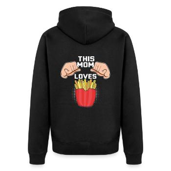 Lustige Pommes Lustig French Fries - Unisex Premium Bio Zip Hoodie - Schwarz - Hinten - Nico (187cm)